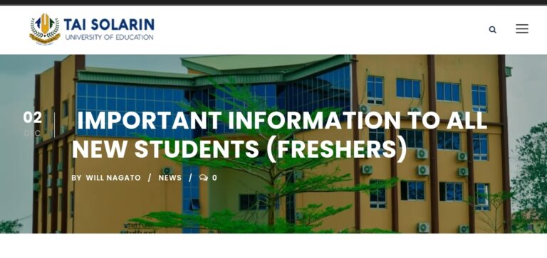 TASUED ISSUES IMPORTANT INFORMATION TO ALL NEWLY-ADMITTED STUDENTS, 2024/2025 SESSION